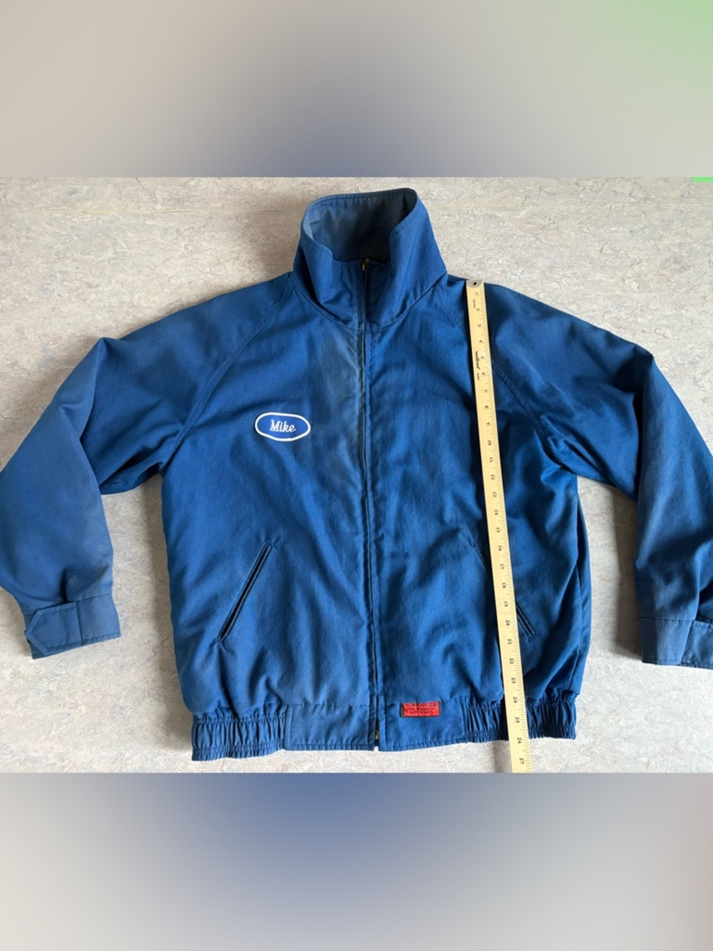 Blue Zip-Up Work Jacket with 'Mike' Patch - Picture 3 of 9